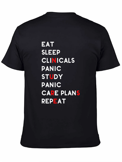 Eat Sleep Clinicals Nurse Black T-Shirt