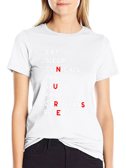 Eat Sleep Clinicals Nurse Black T-Shirt