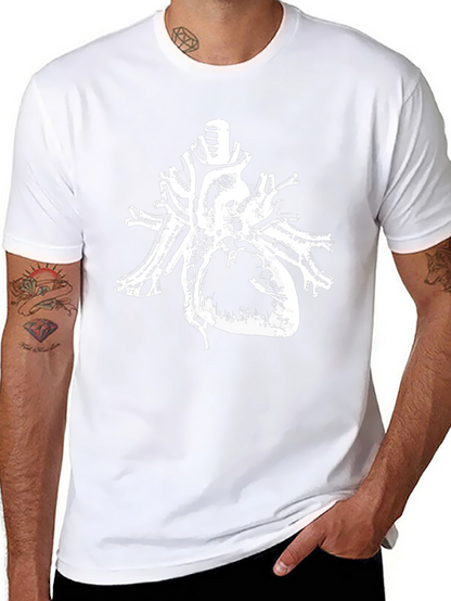 Anatomical Heart Print Black Cotton T-Shirt