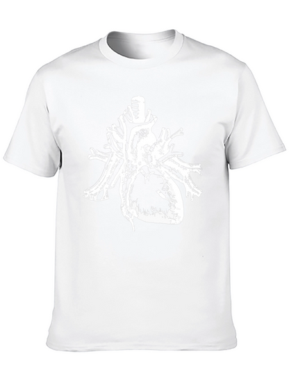 Anatomical Heart Print Black Cotton T-Shirt