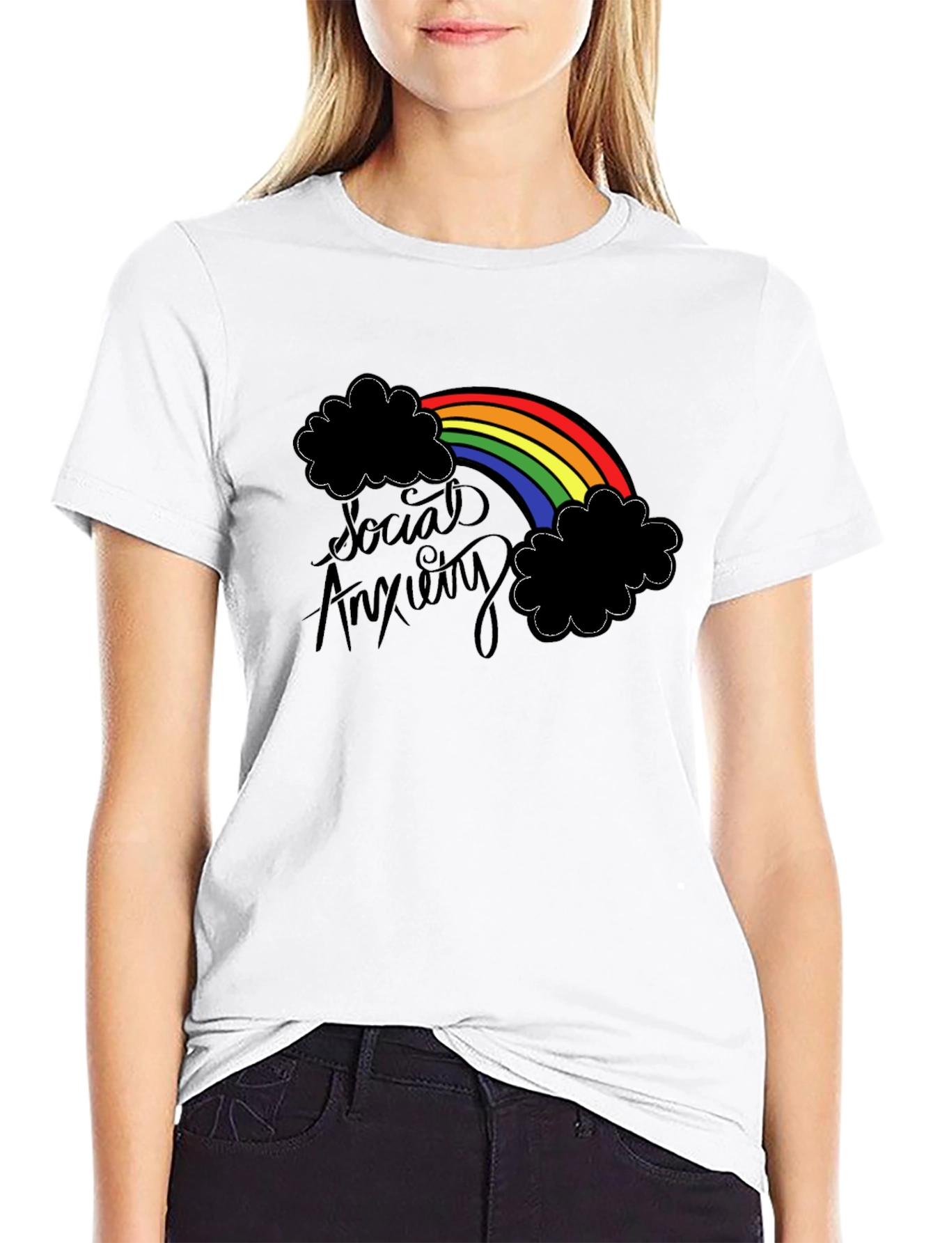Social Anxiety Rainbow Graphic T-Shirt
