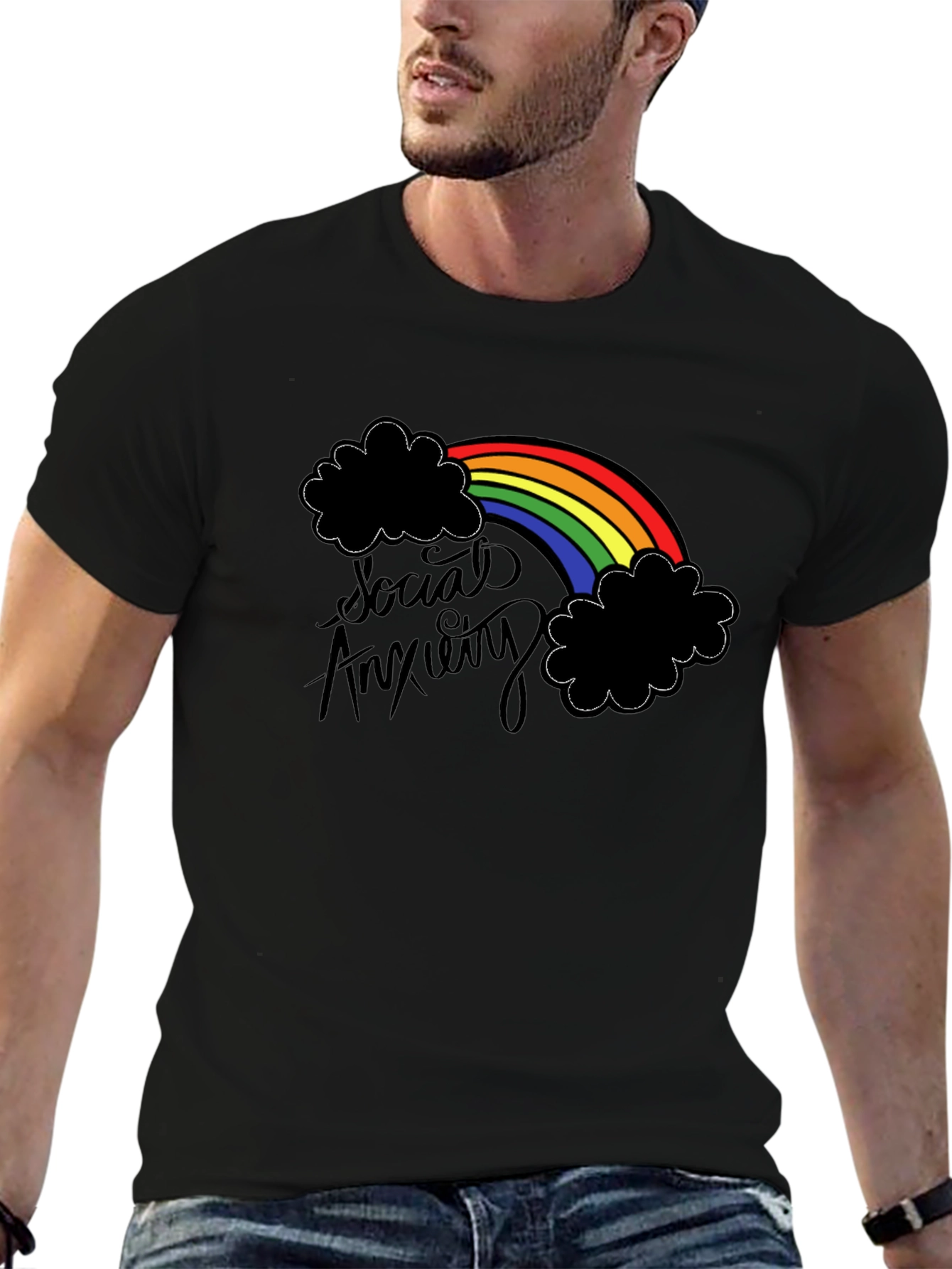 Social Anxiety Rainbow Graphic T-Shirt