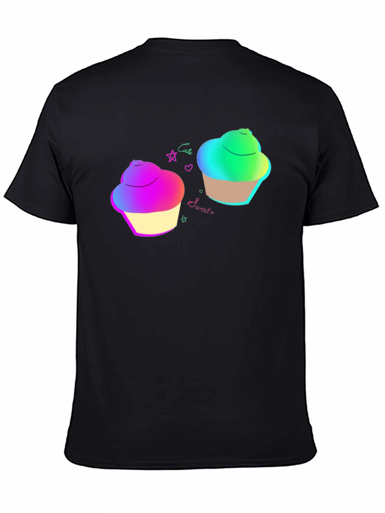 Cute Cupcake Graphic Black T-Shirt