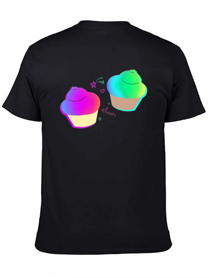 Cute Cupcake Graphic Black T-Shirt