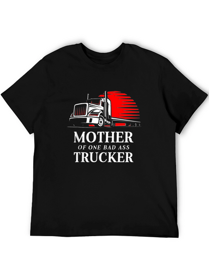 Mother of a Badass Trucker Graphic Tee - Black