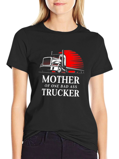 Mother of a Badass Trucker Graphic Tee - Black