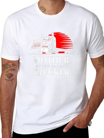 Mother of a Badass Trucker Graphic Tee - Black
