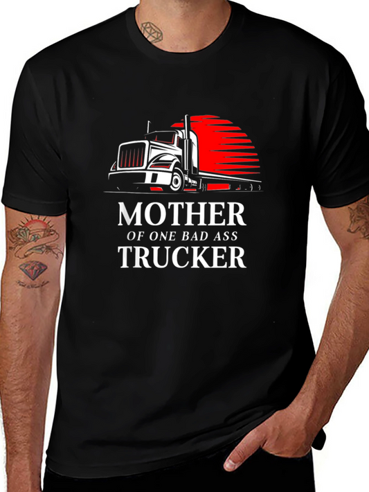 Mother of a Badass Trucker Graphic Tee - Black