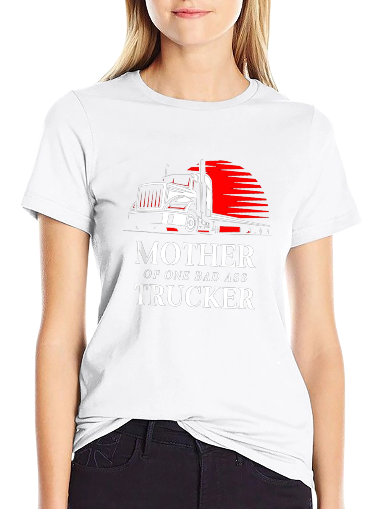 Mother of a Badass Trucker Graphic Tee - Black