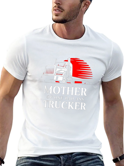 Mother of a Badass Trucker Graphic Tee - Black