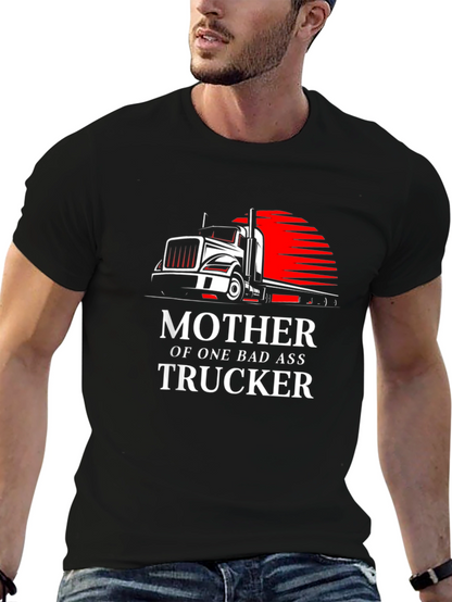 Mother of a Badass Trucker Graphic Tee - Black