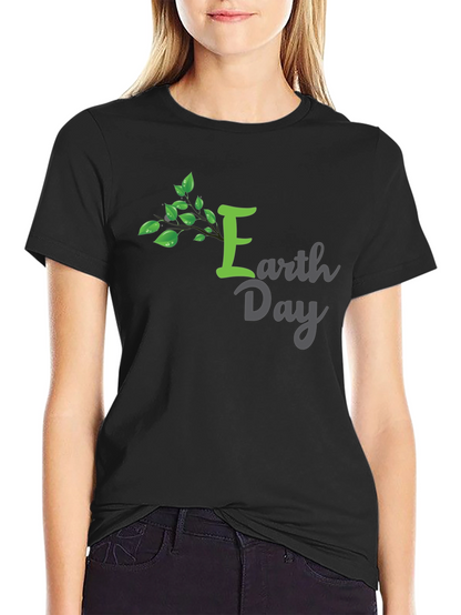 Earth Day T-Shirt - Green Tree Design Black
