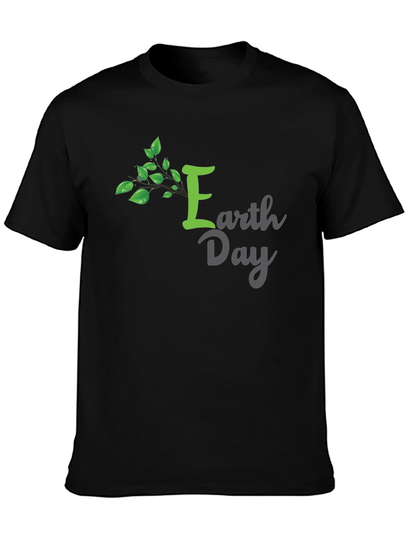 Earth Day T-Shirt - Green Tree Design Black