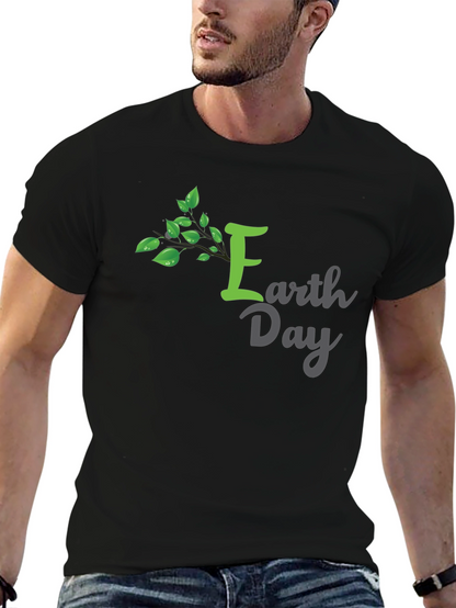 Earth Day T-Shirt - Green Tree Design Black