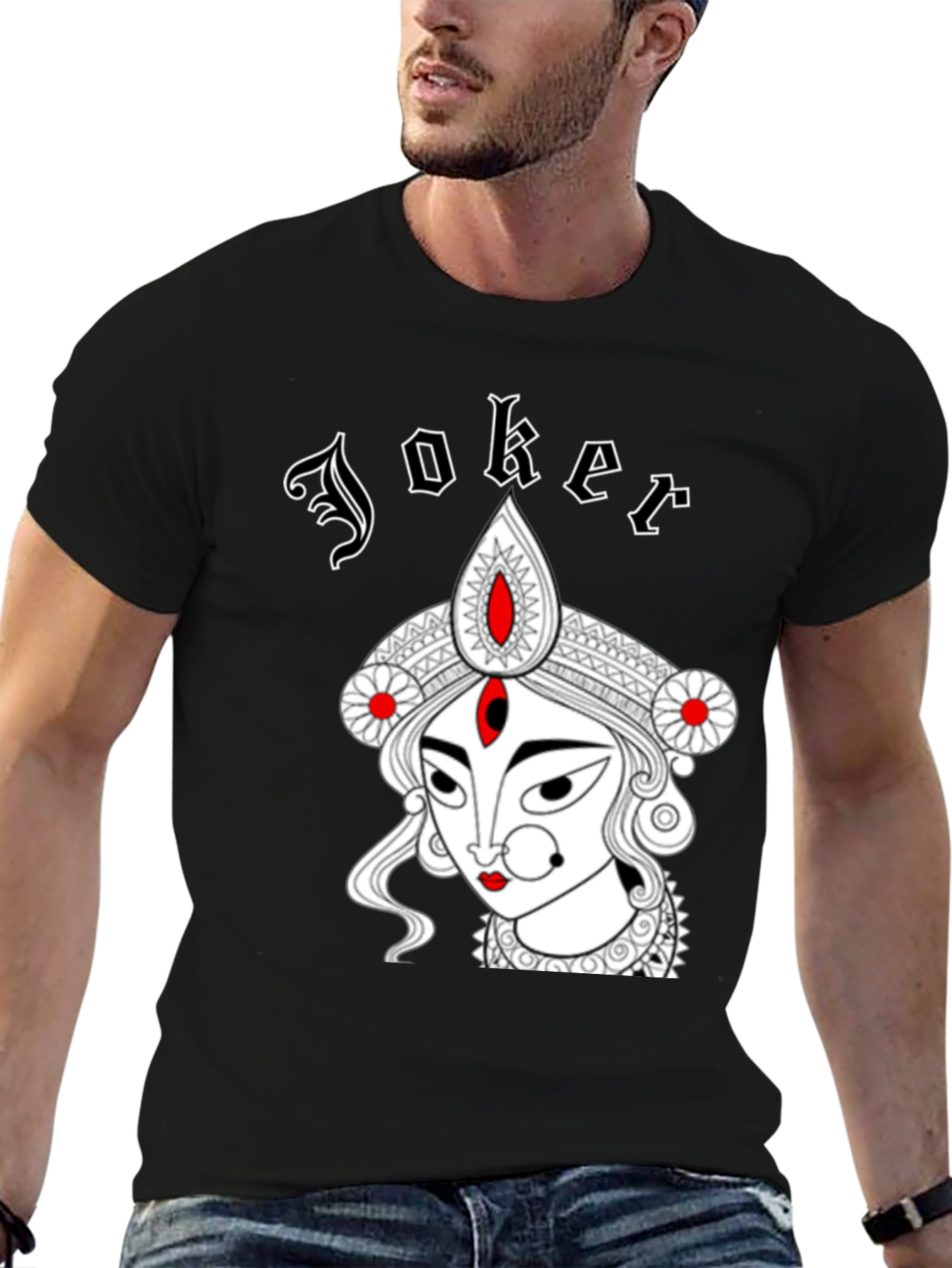 Joker Durga Graphic Print Black T-Shirt