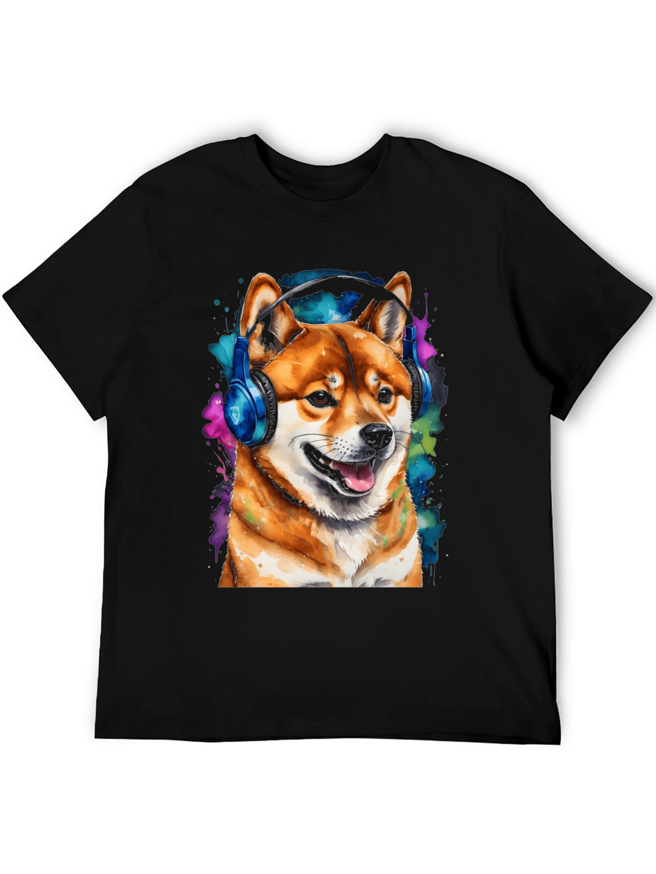 Shiba Inu Dog Wearing Headphones T-Shirt