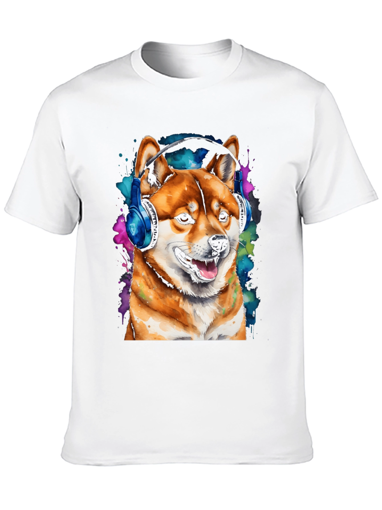 Shiba Inu Dog Wearing Headphones T-Shirt