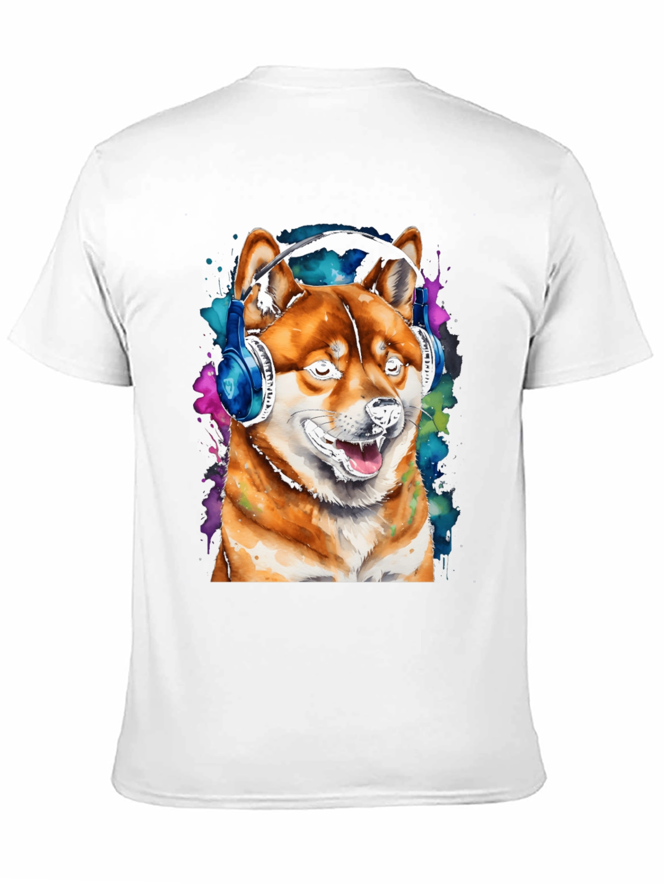 Shiba Inu Dog Wearing Headphones T-Shirt