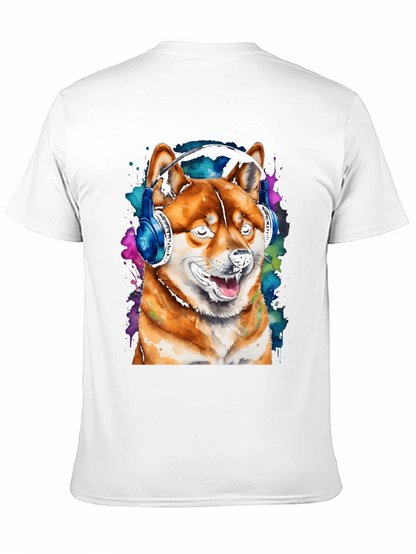 Shiba Inu Dog Wearing Headphones T-Shirt