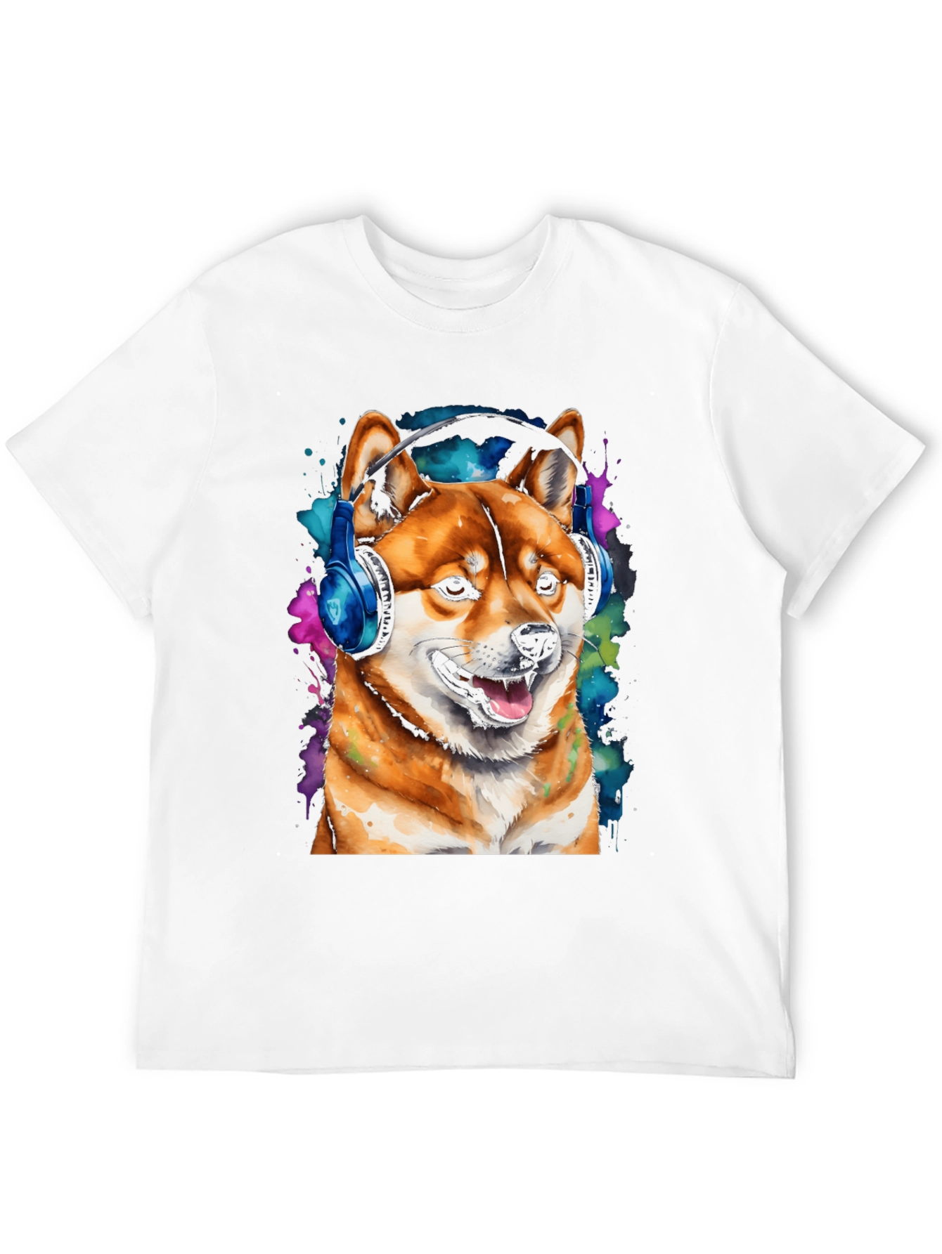 Shiba Inu Dog Wearing Headphones T-Shirt