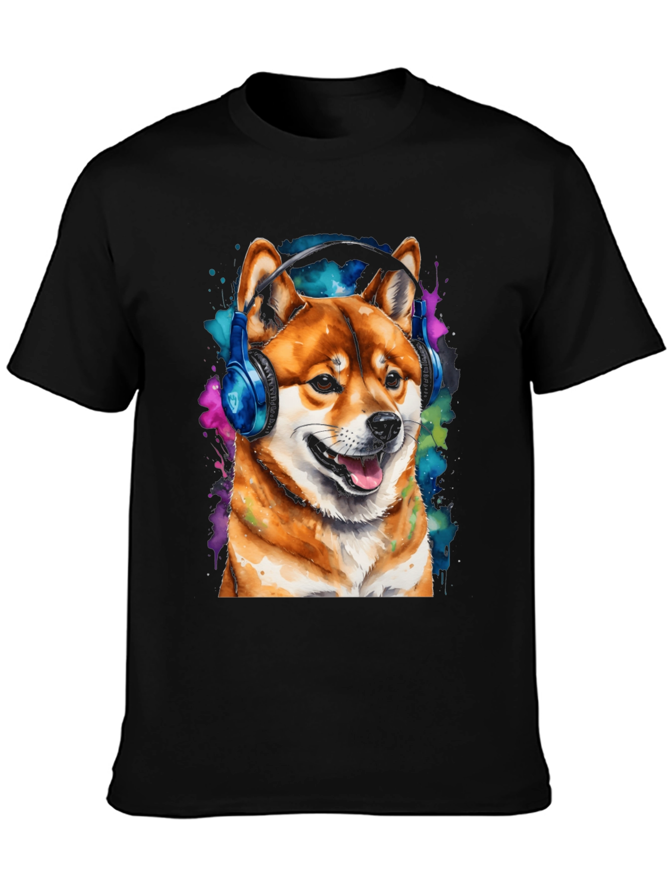 Shiba Inu Dog Wearing Headphones T-Shirt