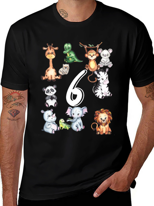 Cute Animal Safari 6th Birthday T-Shirt