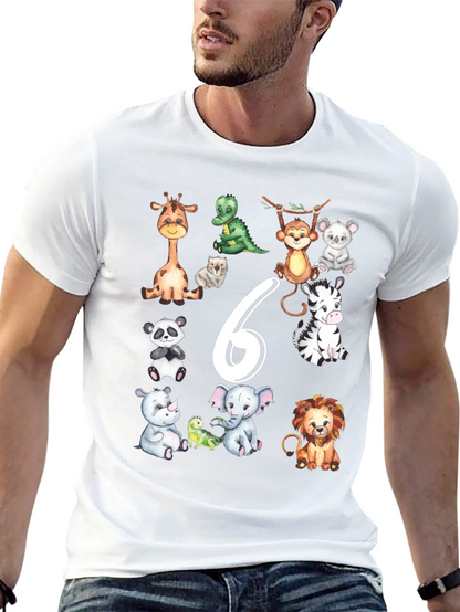 Cute Animal Safari 6th Birthday T-Shirt