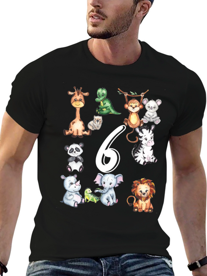 Cute Animal Safari 6th Birthday T-Shirt