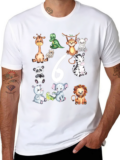Cute Animal Safari 6th Birthday T-Shirt