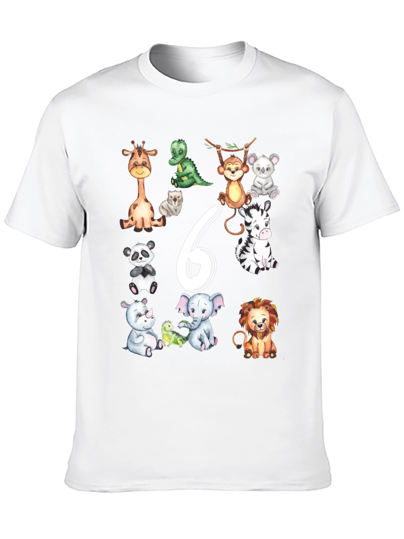Cute Animal Safari 6th Birthday T-Shirt