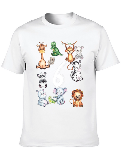 Cute Animal Safari 6th Birthday T-Shirt