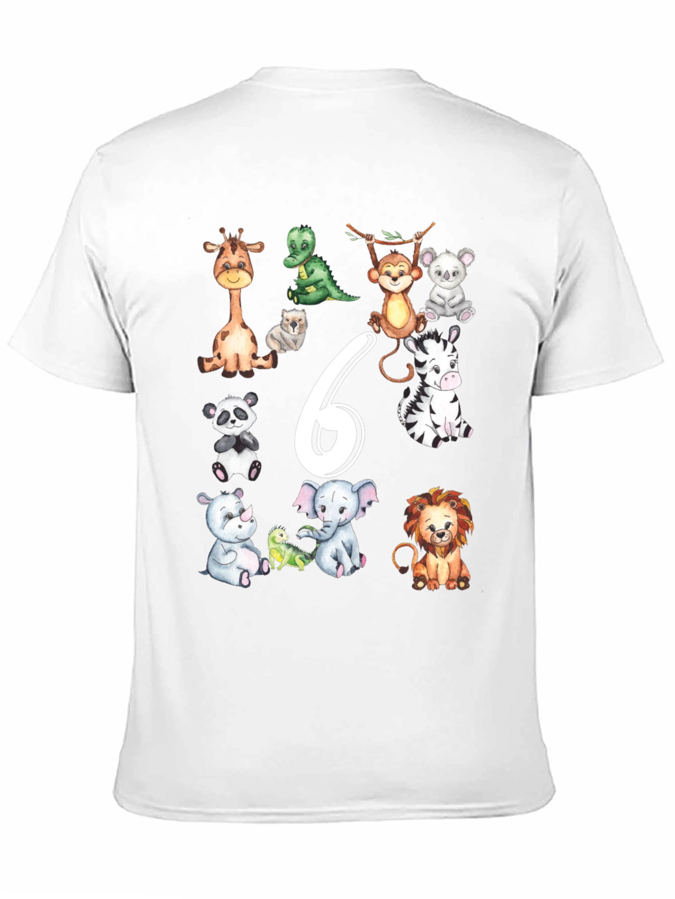 Cute Animal Safari 6th Birthday T-Shirt