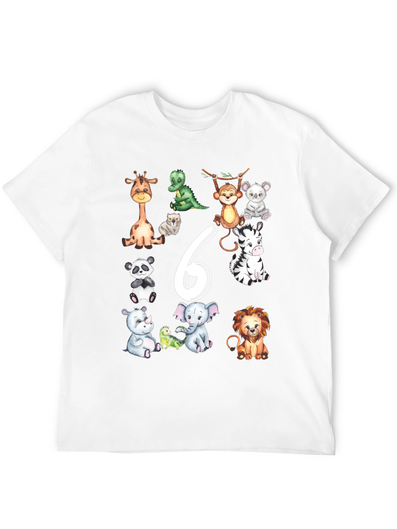Cute Animal Safari 6th Birthday T-Shirt