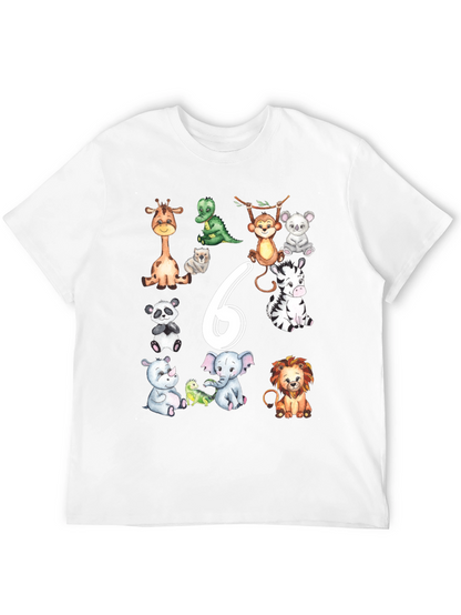 Cute Animal Safari 6th Birthday T-Shirt