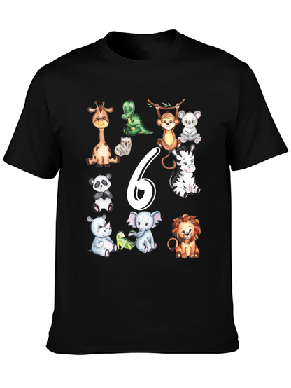 Cute Animal Safari 6th Birthday T-Shirt