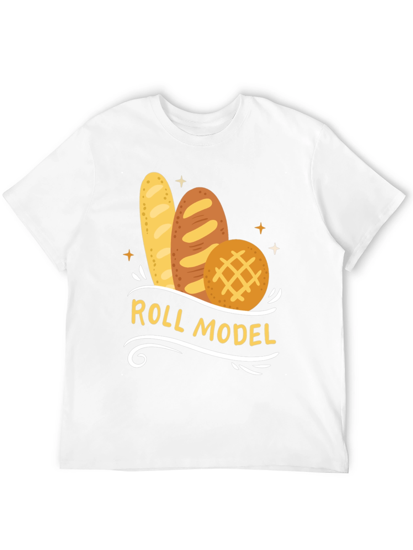 Roll Model Graphic T-Shirt - Funny Bread Pun Tee