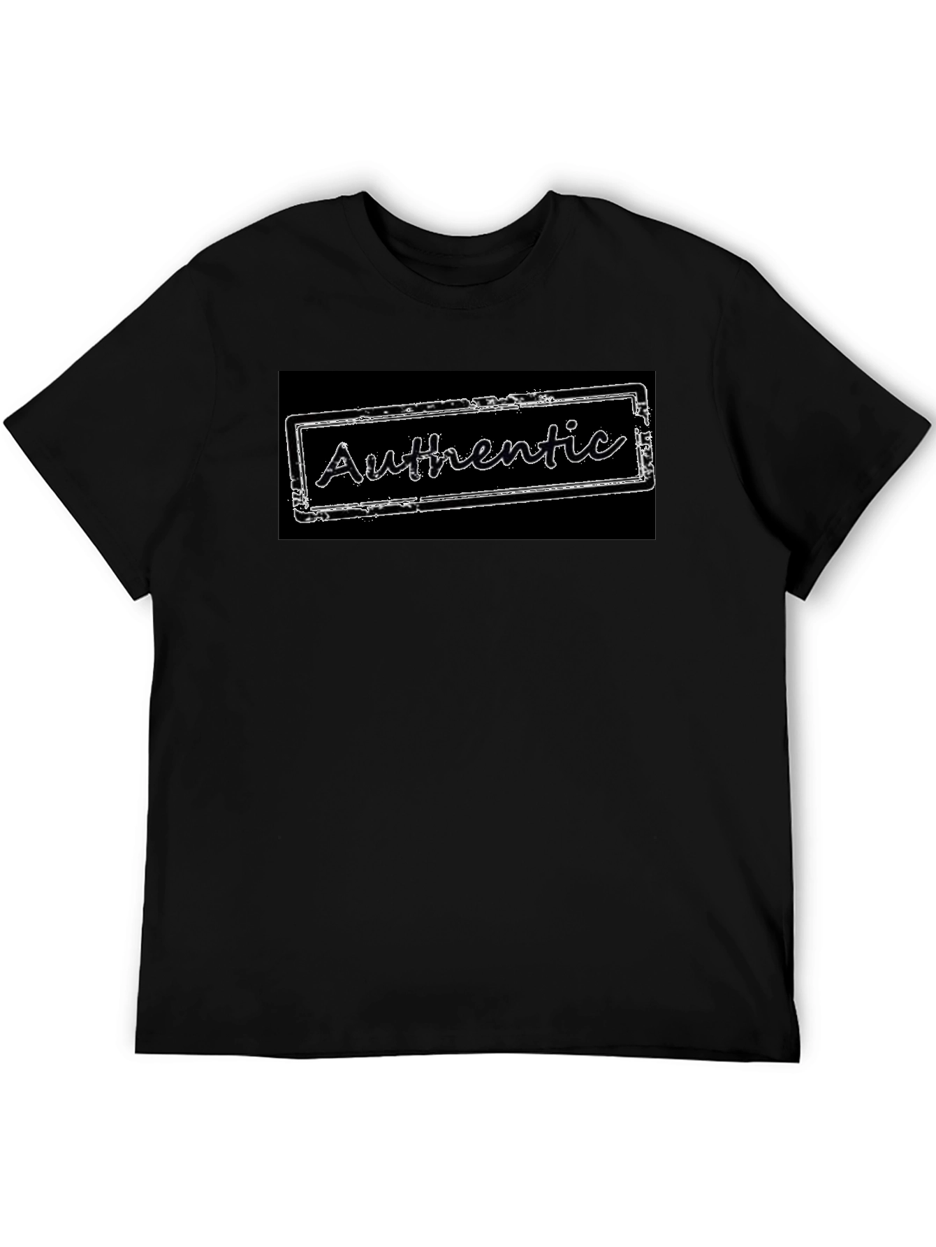 Authentic Stamp Graphic Tee - Black Cotton Blend T-Shirt