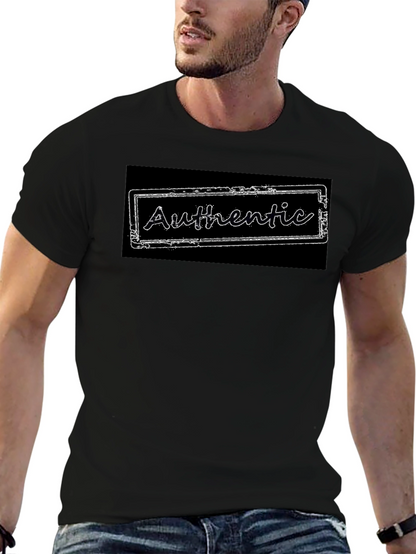 Authentic Stamp Graphic Tee - Black Cotton Blend T-Shirt