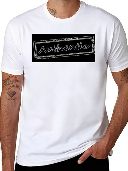 Authentic Stamp Graphic Tee - Black Cotton Blend T-Shirt