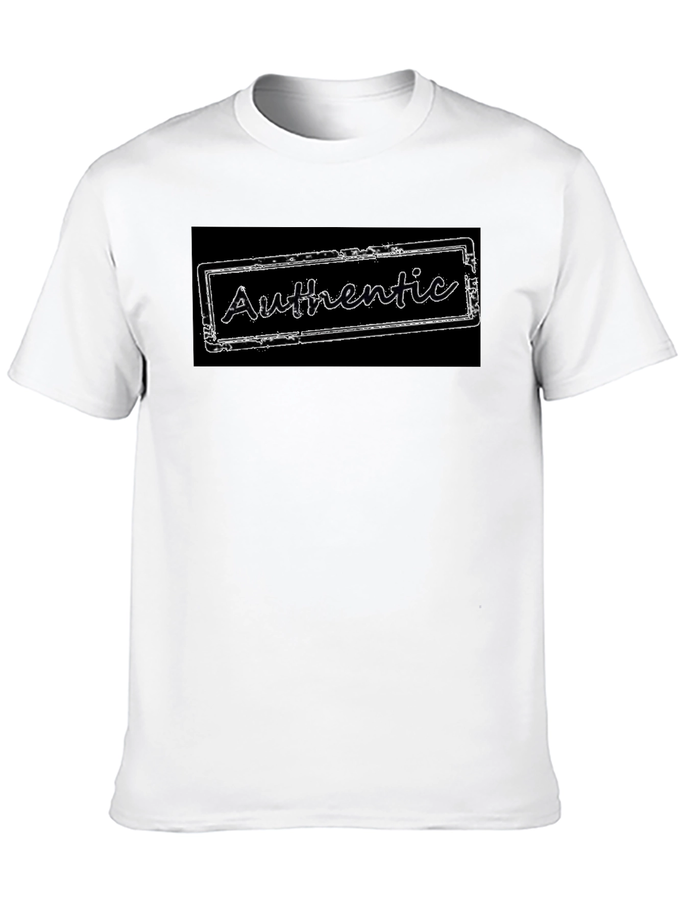 Authentic Stamp Graphic Tee - Black Cotton Blend T-Shirt