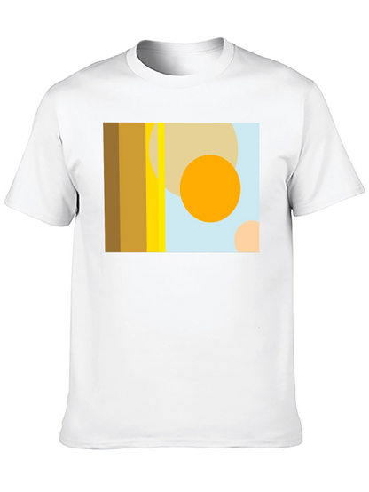 Abstract Geometric Circle Print Black T-Shirt