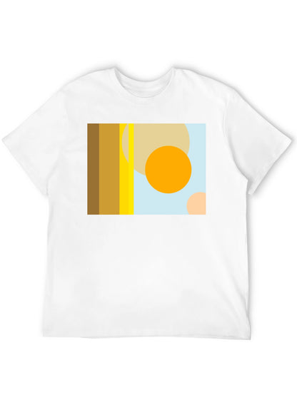 Abstract Geometric Circle Print Black T-Shirt