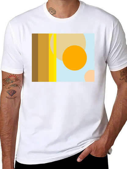 Abstract Geometric Circle Print Black T-Shirt
