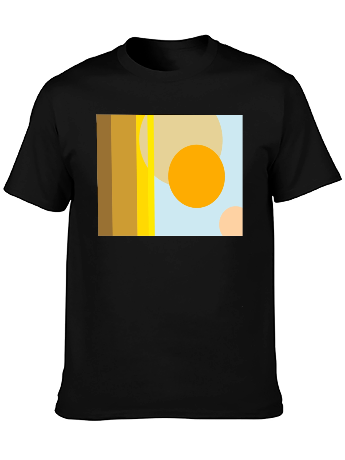 Abstract Geometric Circle Print Black T-Shirt