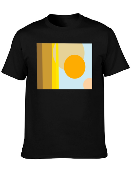 Abstract Geometric Circle Print Black T-Shirt