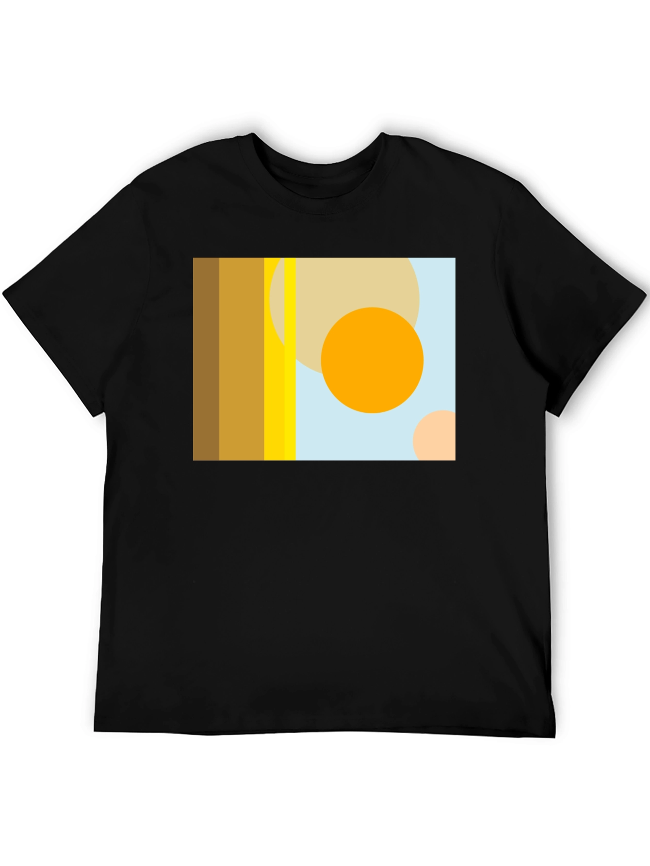 Abstract Geometric Circle Print Black T-Shirt