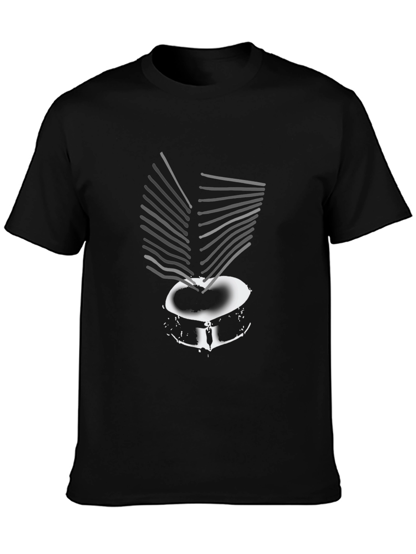 Drum Kit Graphic Tee - Black Cotton Casual T-Shirt