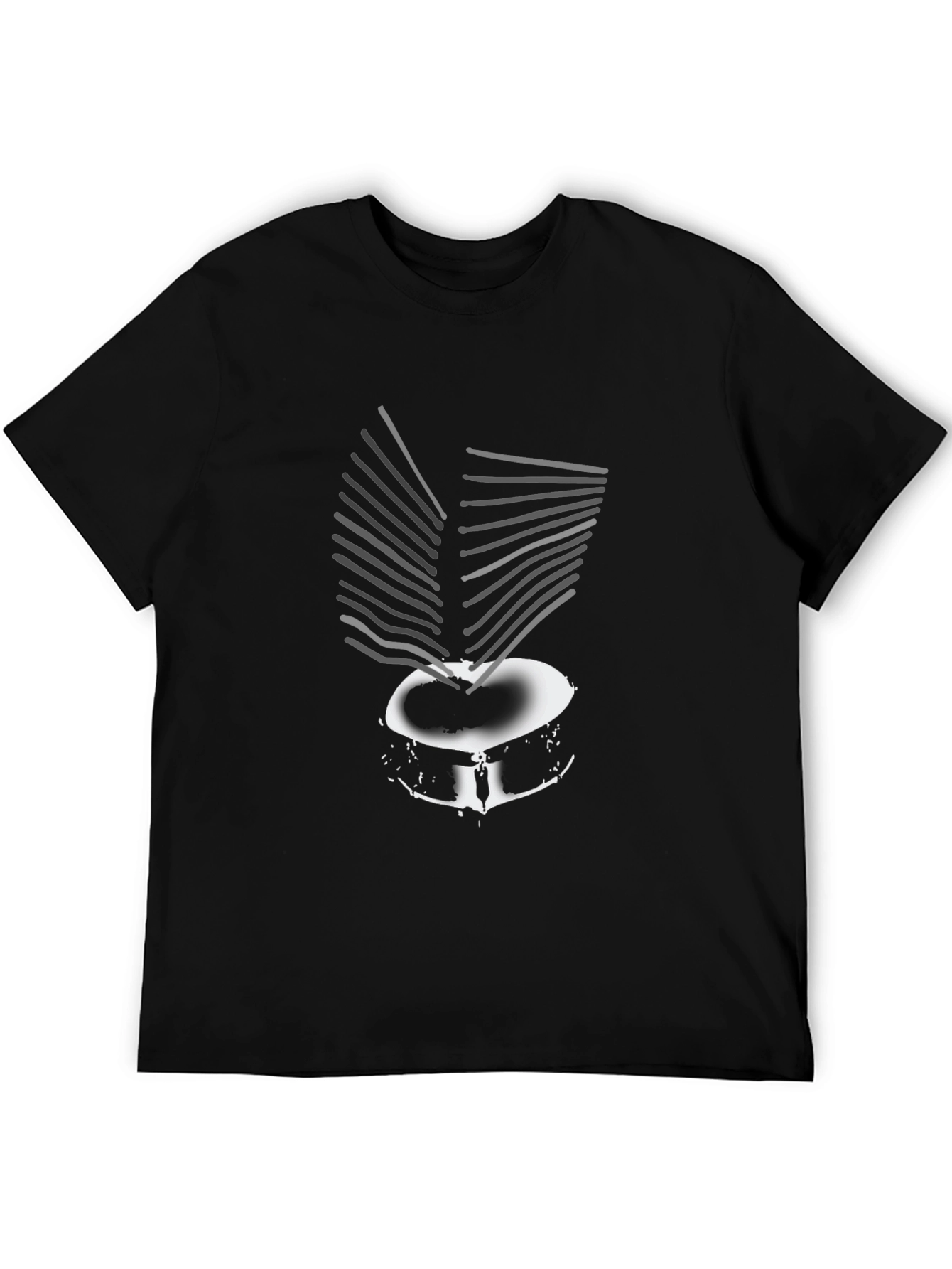 Drum Kit Graphic Tee - Black Cotton Casual T-Shirt