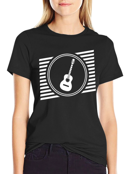 Guitar Graphic Tee - Black Casual T-Shirt