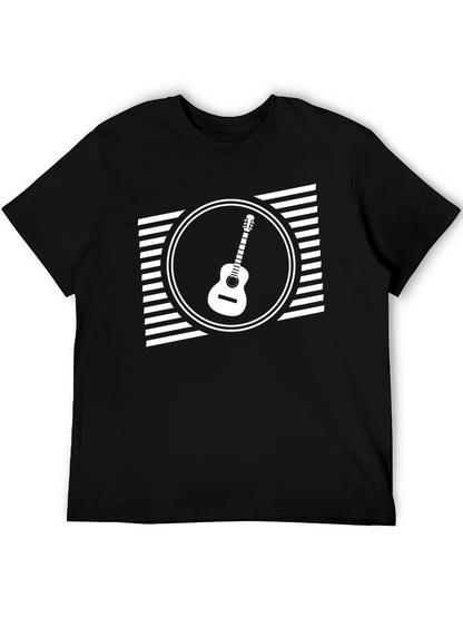 Guitar Graphic Tee - Black Casual T-Shirt